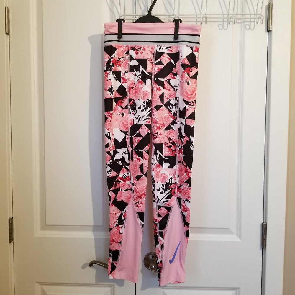 Nike One Big Girl's Training Tights Pink/Royal Pulse Large